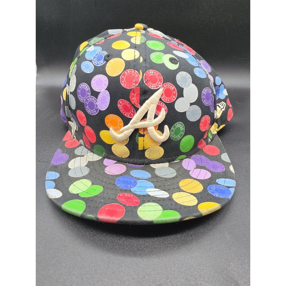 New Era 59FIFTY Atlanta Braves Fitted Hat Cap Scramble Confetti Polka Dot Size 7